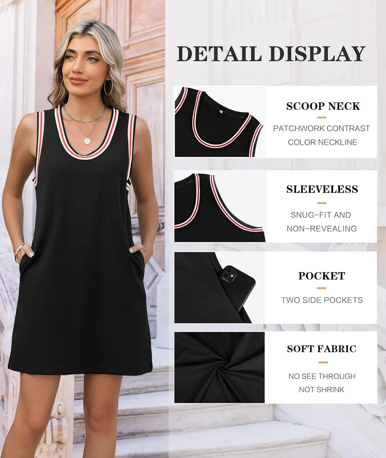 Summer Dresses for Women 2025 Casual Sleeveless Tank Dress Beach Vacation Cruise Mini Sundress with Pockets