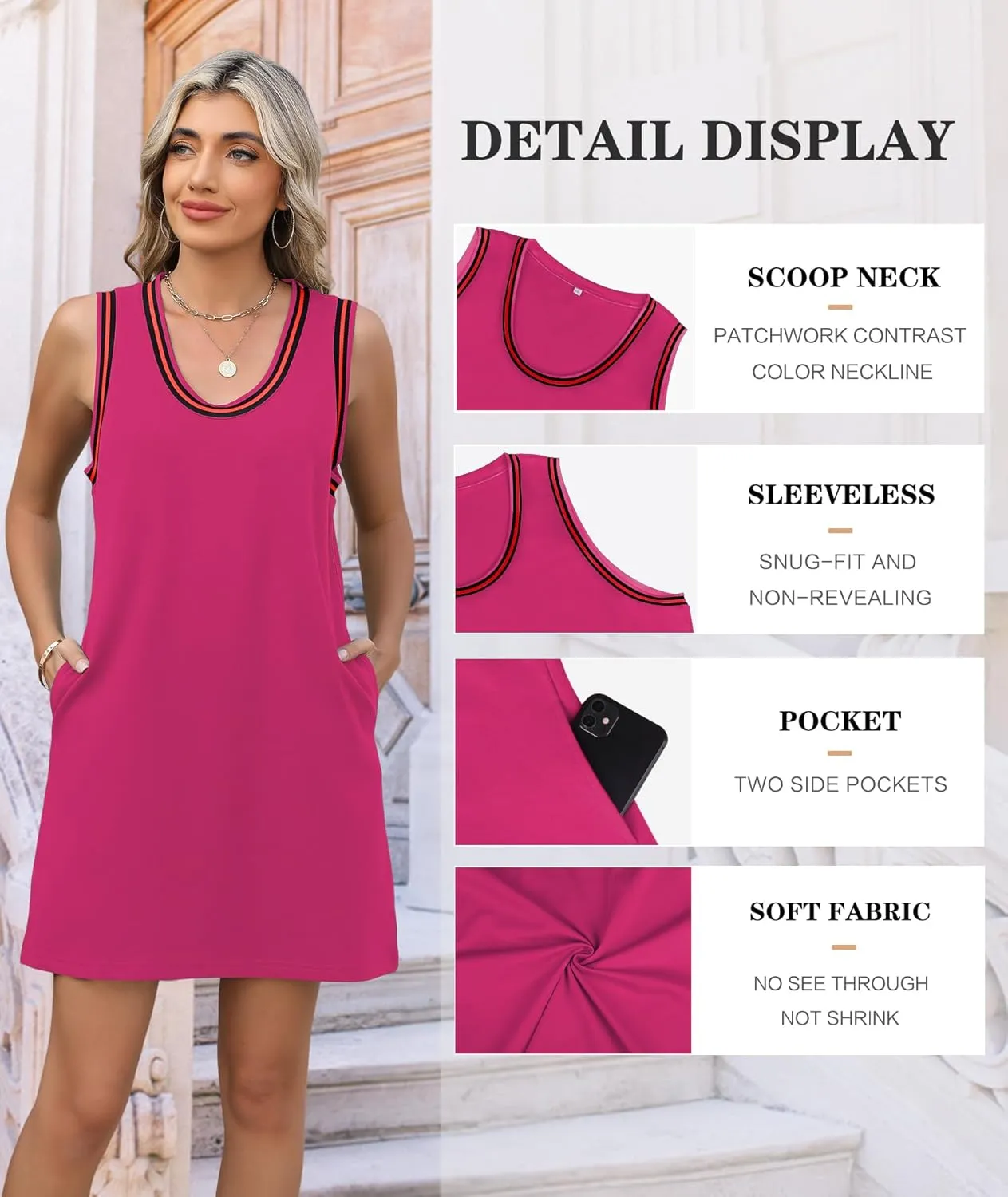 Summer Dresses for Women 2025 Casual Sleeveless Tank Dress Beach Vacation Cruise Mini Sundress with Pockets