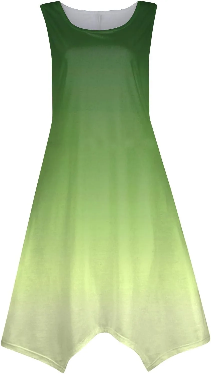 Summer Dresses for Women 2025 Elegant Print Swing Hem Tank Midi Dress Casual Plus Size Sleeveless Crewneck Sundress
