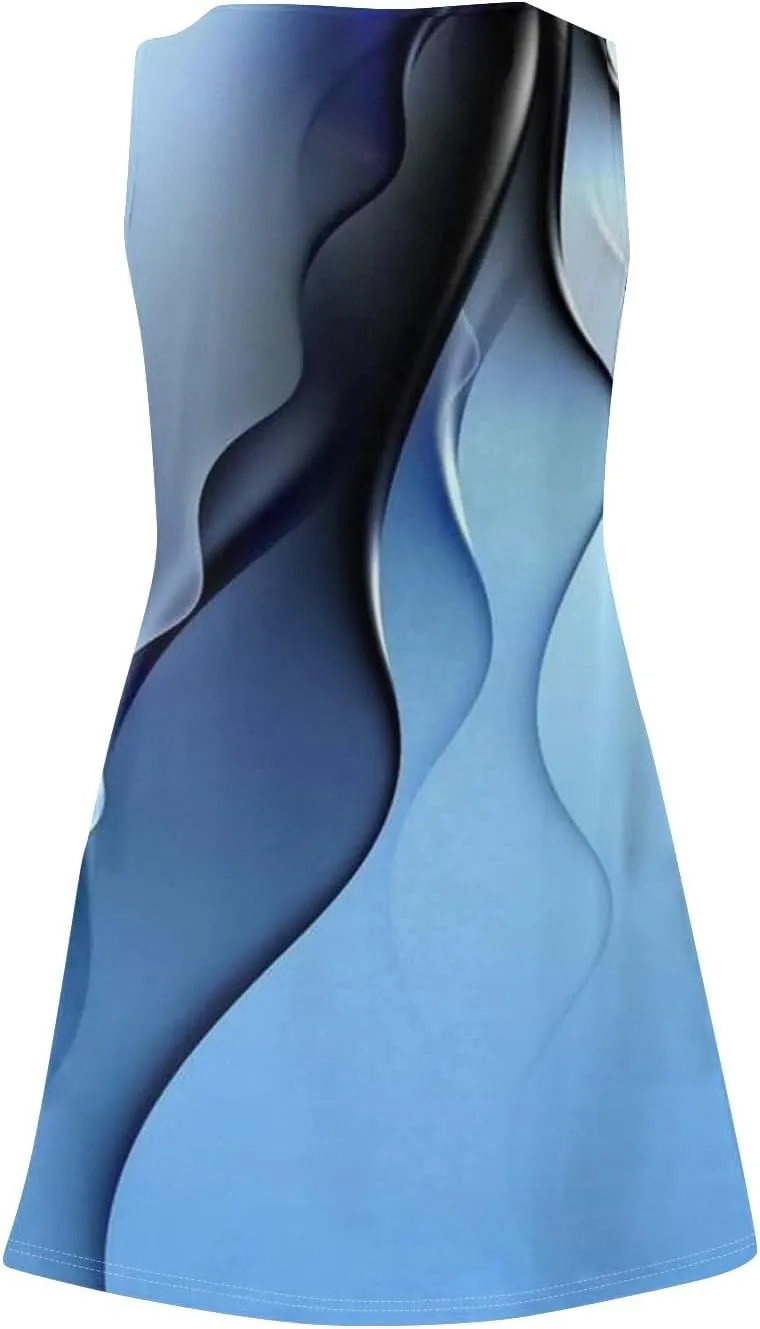 Summer Dresses for Women Loose Sundresses Beach Flowy Mini Dress Casual U Neck Sleeveless a Line Dress Tank Dresses