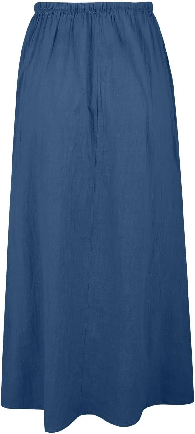 Summer Skirts for Women 2025 Casual Linen Maxi Skirts A Line Dresses Drawstring Waist Boho Long Flowy Skirt