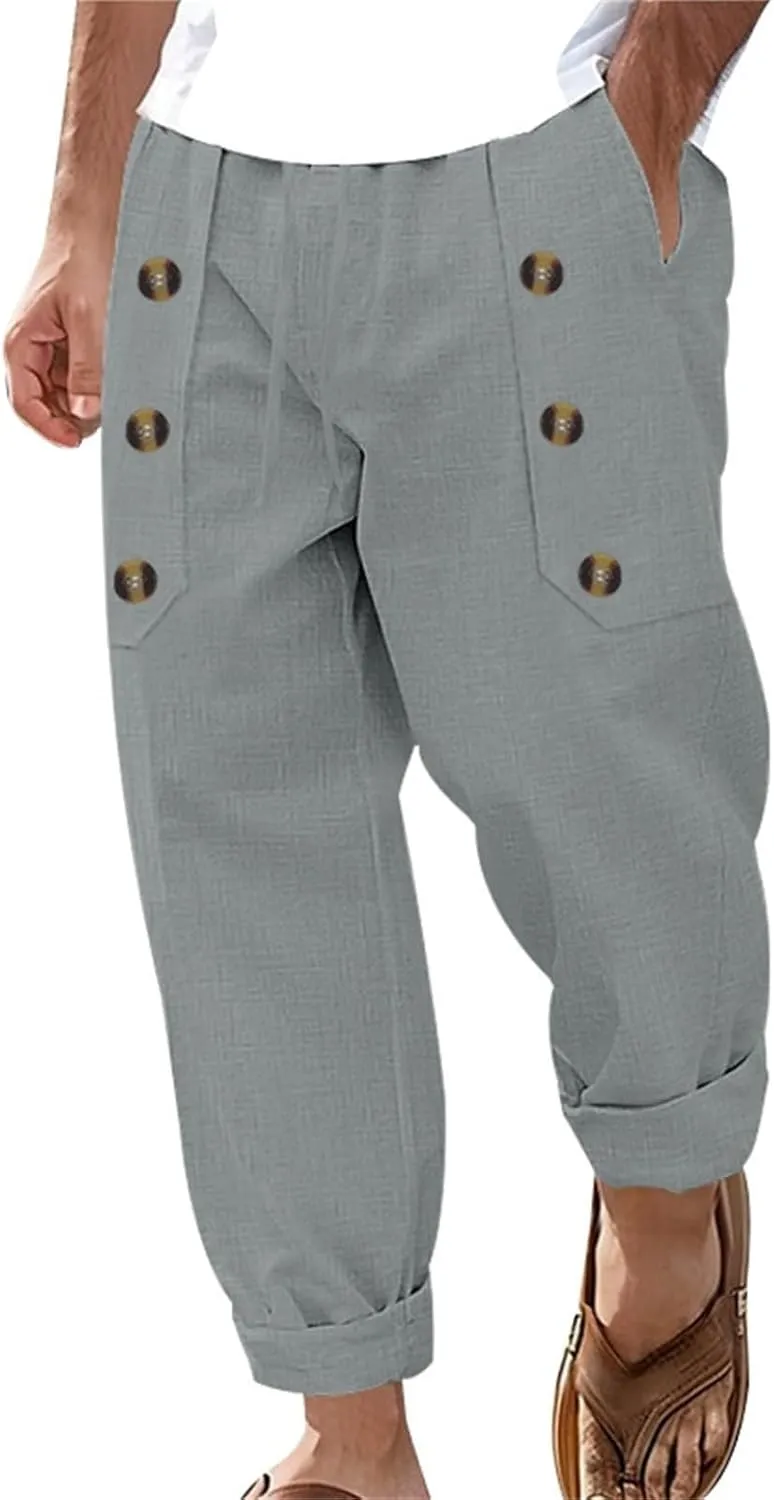 Sweatpants for Men Lounge Cargo Sports Tapered Solid Color Split Ripstop Fitted Elasticated Waist Joggers