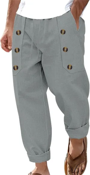 Sweatpants for Men Lounge Cargo Sports Tapered Solid Color Split Ripstop Fitted Elasticated Waist Joggers