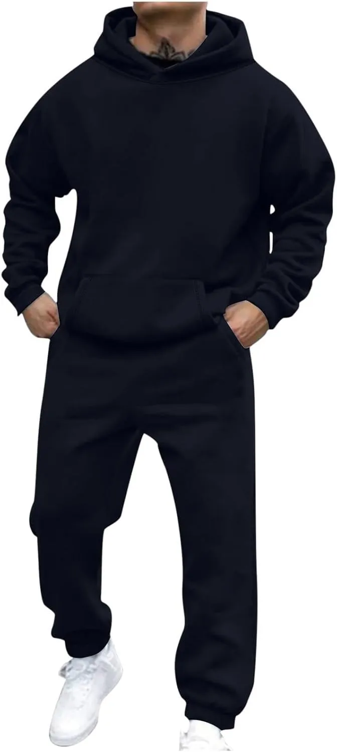 Sweatsuits for Mens Casual Active Sports Set Solid Color Sweatshirts and Sweatpant Set 2 Piece Jogging Suits