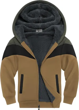 SWISSWELL Boy Jacket Fleece Lined Hoodie Long Sleeve Zip up Soft Warm Sweatshirt Outerwear for Kids