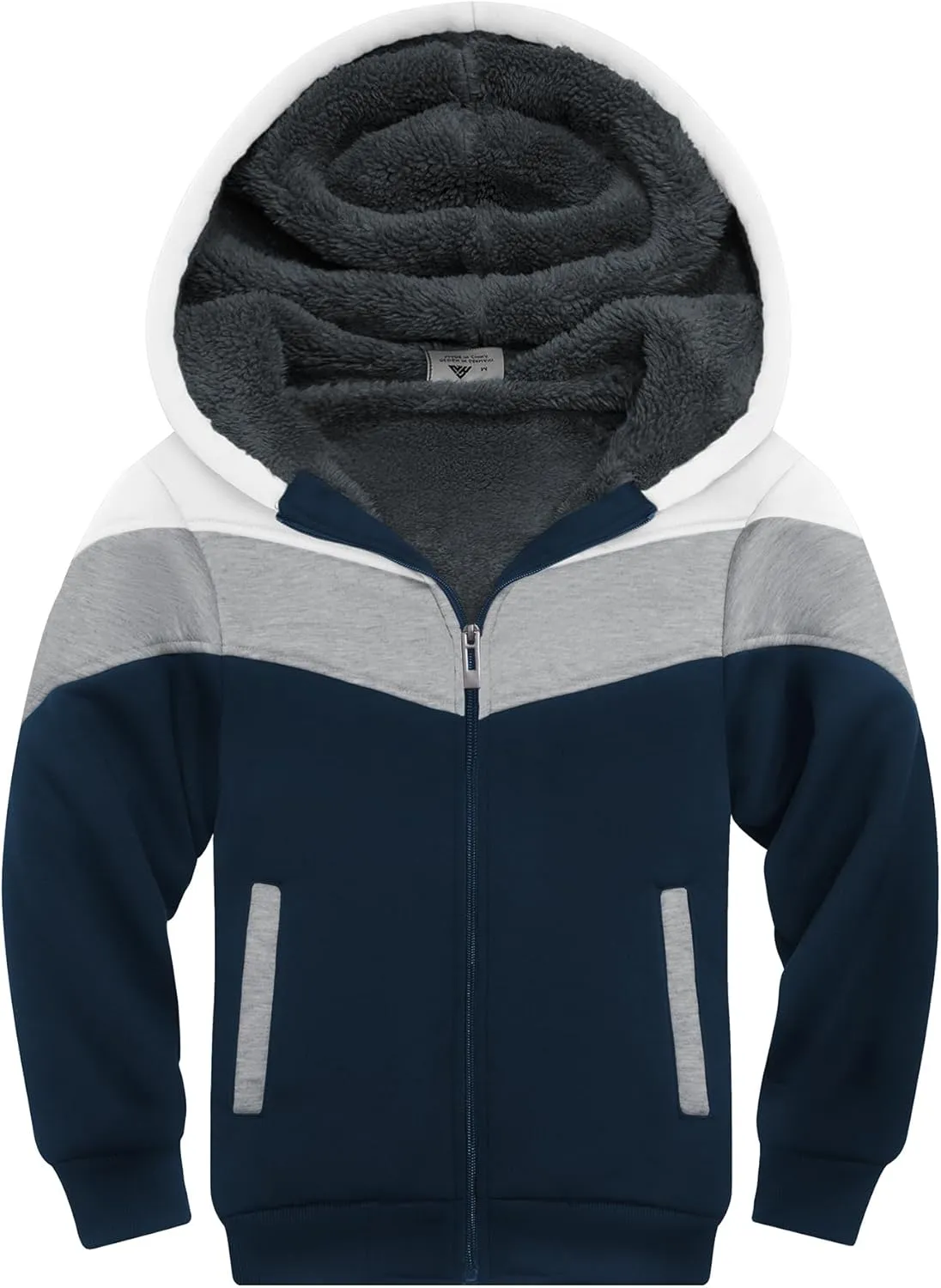 SWISSWELL Boy Jacket Fleece Lined Hoodie Long Sleeve Zip up Soft Warm Sweatshirt Outerwear for Kids