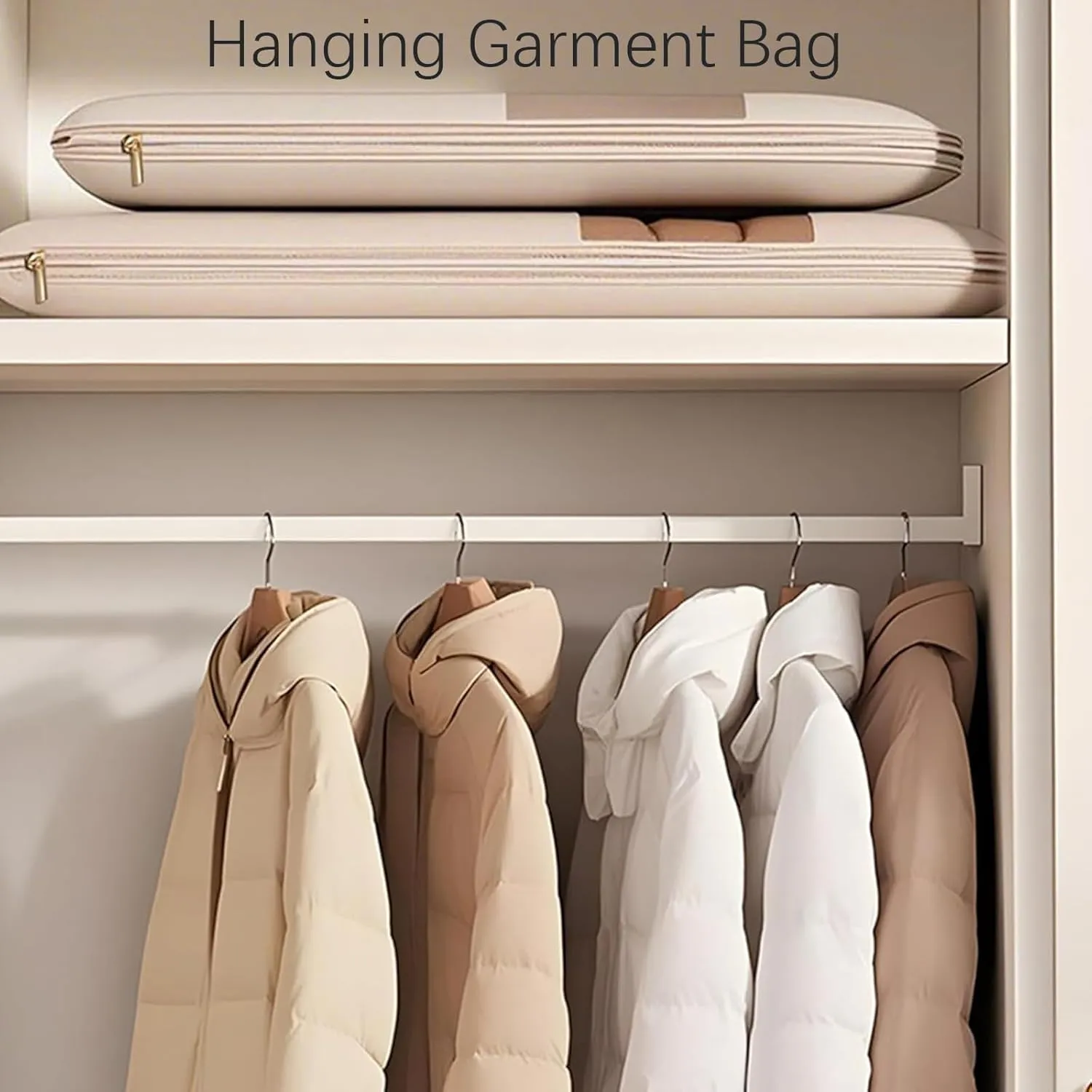 Taprinferior Hanging Garment Bag, 2025 Space Saving Hanging Garment Bag with Self Compression Zipper, Compression Hanging Garment Bags, Winter Coat Storage (Gray, XL)