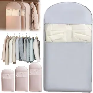 Taprinferior Hanging Garment Bag, 2025 Space Saving Hanging Garment Bag with Self Compression Zipper, Compression Hanging Garment Bags, Winter Coat Storage (Gray, XL)