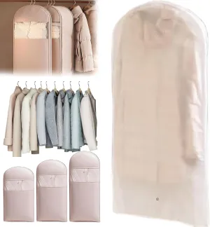 Taprinferior Hanging Garment Bag, 2025 Space Saving Hanging Garment Bag with Self Compression Zipper, Compression Hanging Garment Bags, Winter Coat Storage (Transparent, M)