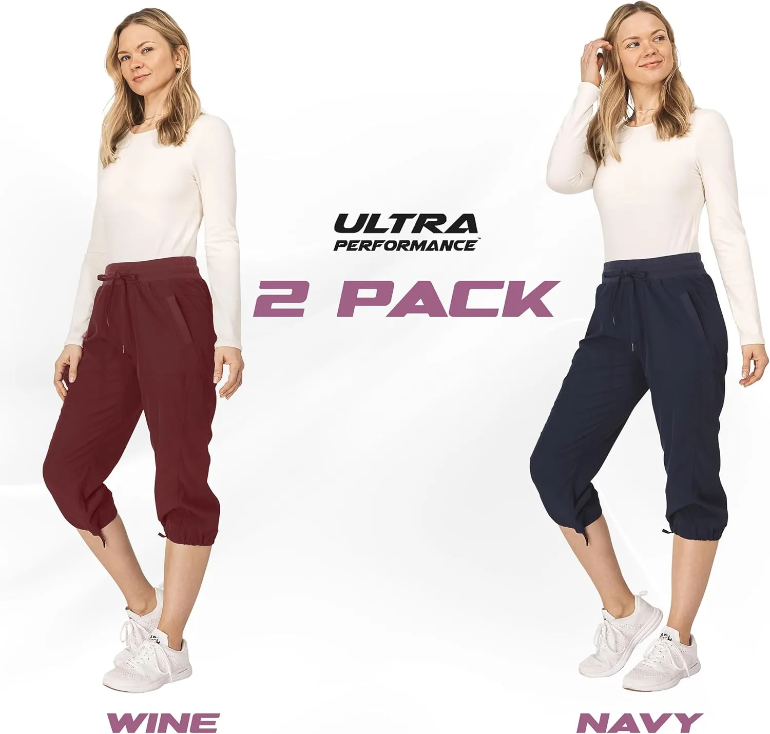 Ultra Performance Capri Pants for Women 2 Pack Womens Capris Hiking Capri Pants Summer Clothes for Women (Avail in Plus Size)