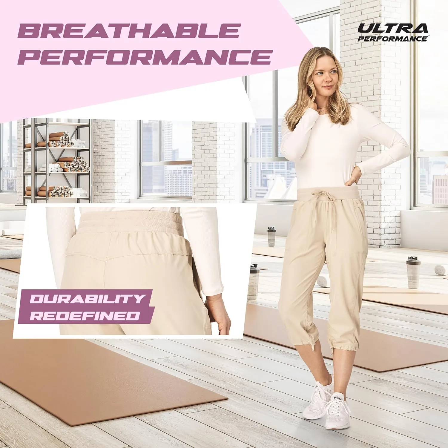 Ultra Performance Capri Pants for Women 2 Pack Womens Capris Hiking Capri Pants Summer Clothes for Women (Avail in Plus Size)