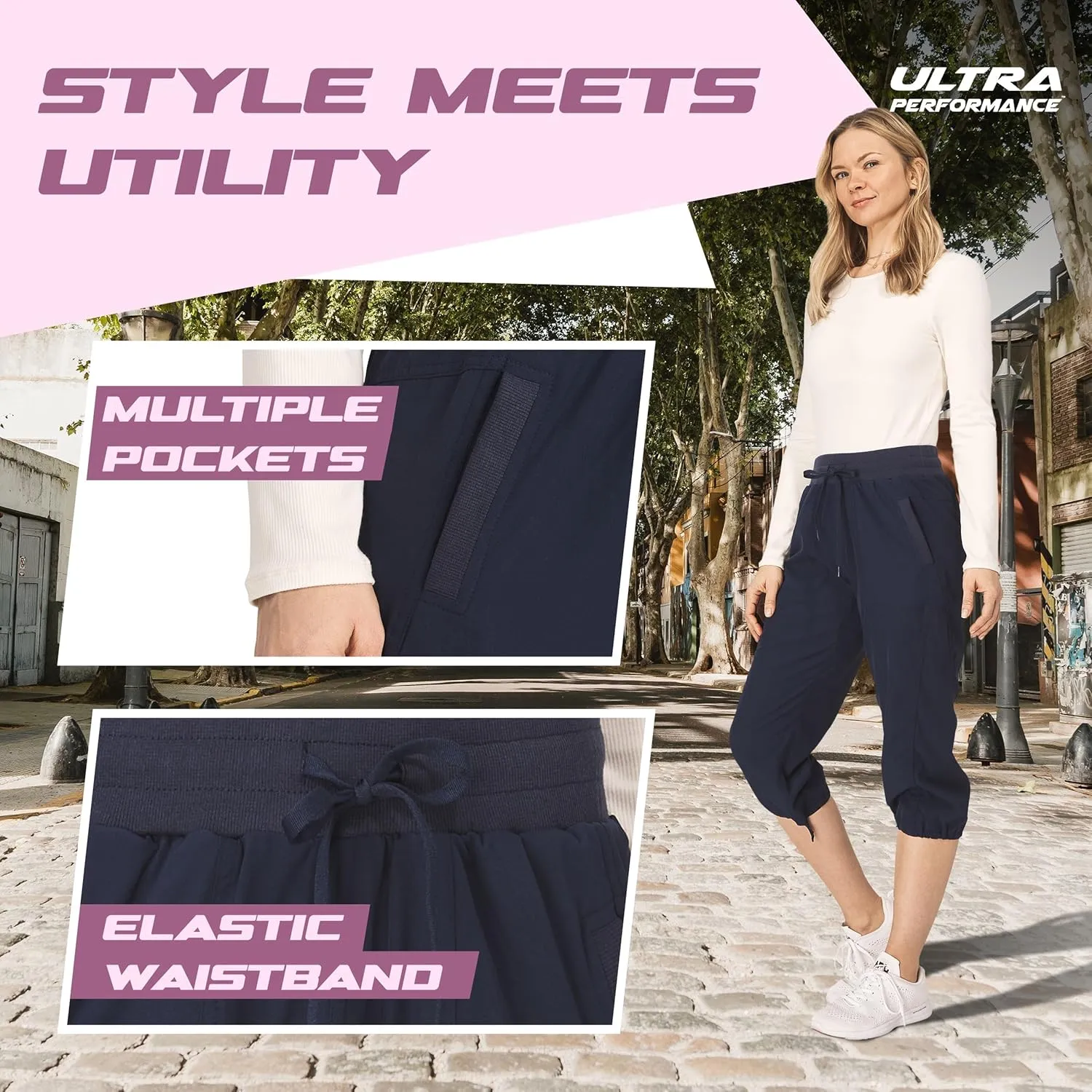 Ultra Performance Capri Pants for Women 2 Pack Womens Capris Hiking Capri Pants Summer Clothes for Women (Avail in Plus Size)
