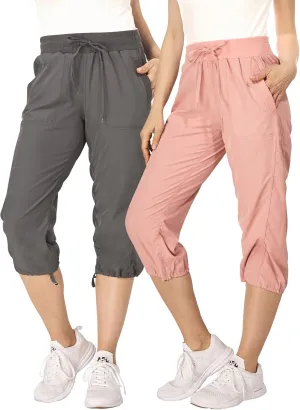 Ultra Performance Capri Pants for Women 2 Pack Womens Capris Hiking Capri Pants Summer Clothes for Women (Avail in Plus Size)