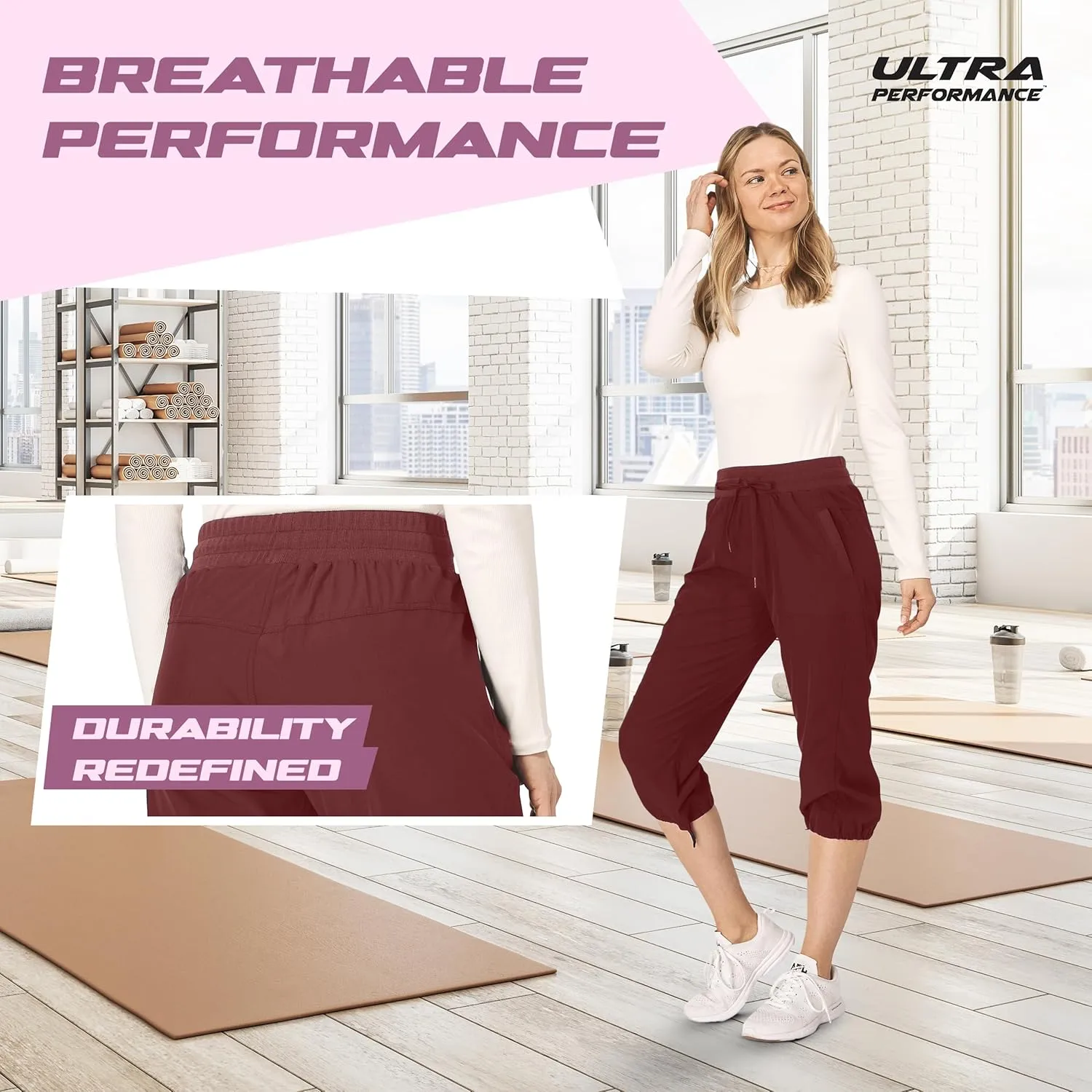 Ultra Performance Capri Pants for Women 2 Pack Womens Capris Hiking Capri Pants Summer Clothes for Women (Avail in Plus Size)