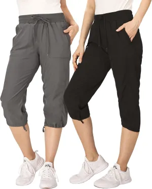 Ultra Performance Capri Pants for Women 2 Pack Womens Capris Hiking Capri Pants Summer Clothes for Women (Avail in Plus Size)