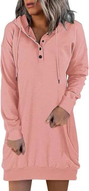 UOQAPRE Womens Pullover Hoodies Dresses Sweater for Women 2022 Sweatshirt Long Sleeve Shirts with Kangaroo Pockets S-5XL