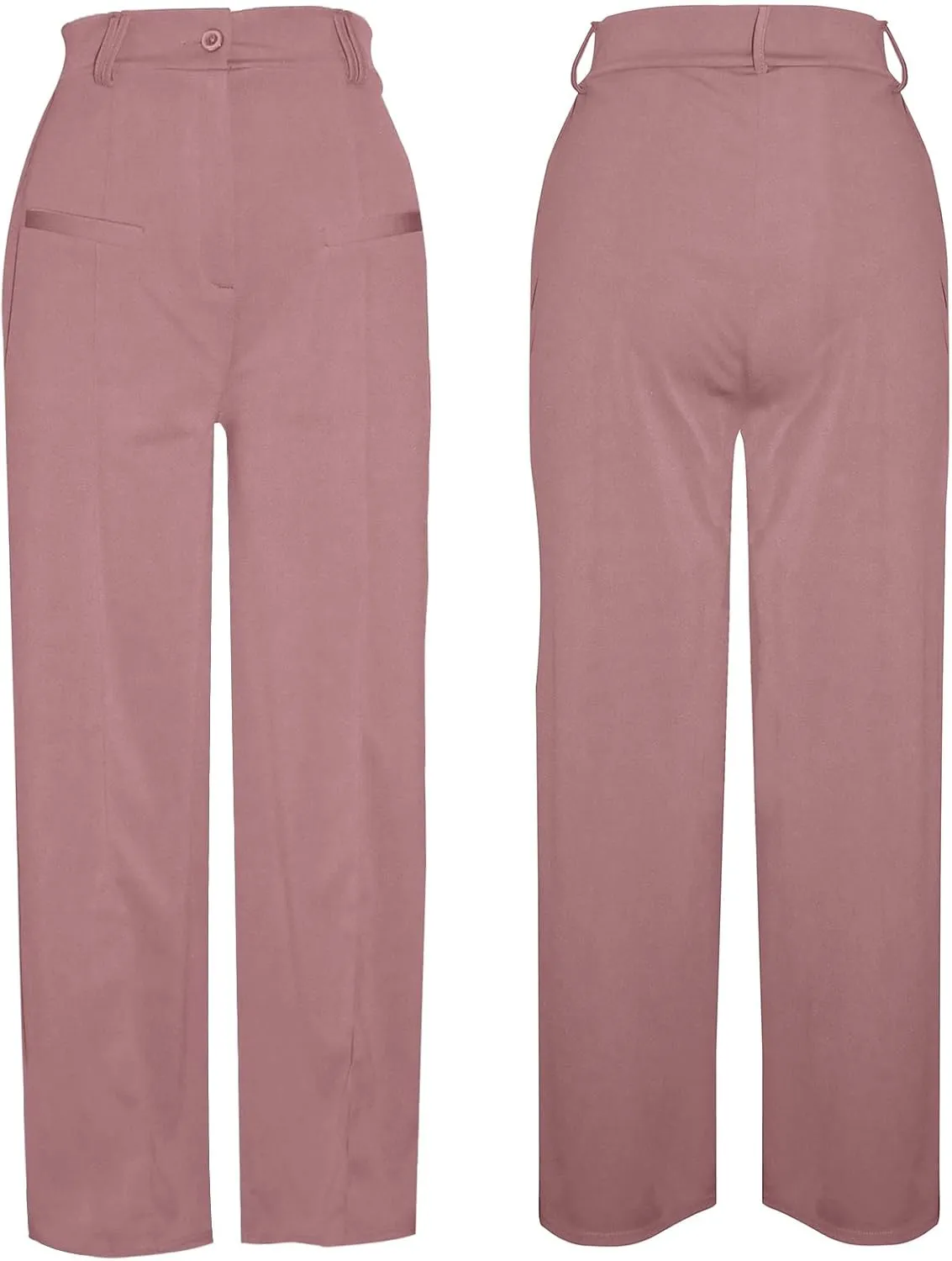 Vakkest Women High Waist Wide Leg Pants Casual Loose Palazzo Long Slacks Business Work Office Trousers with Pockets