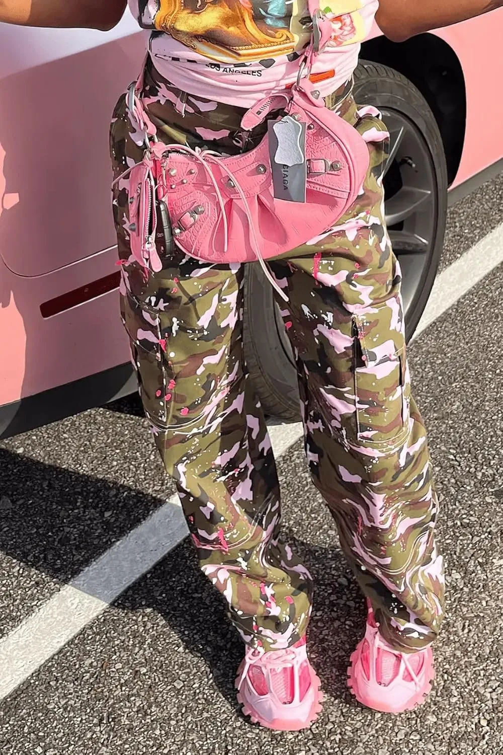 Vakkest Women's Oversized Camo Cargo Pants Jogger Trousers Workout Sweatpants Camouflage Army Fatigue with Pockets