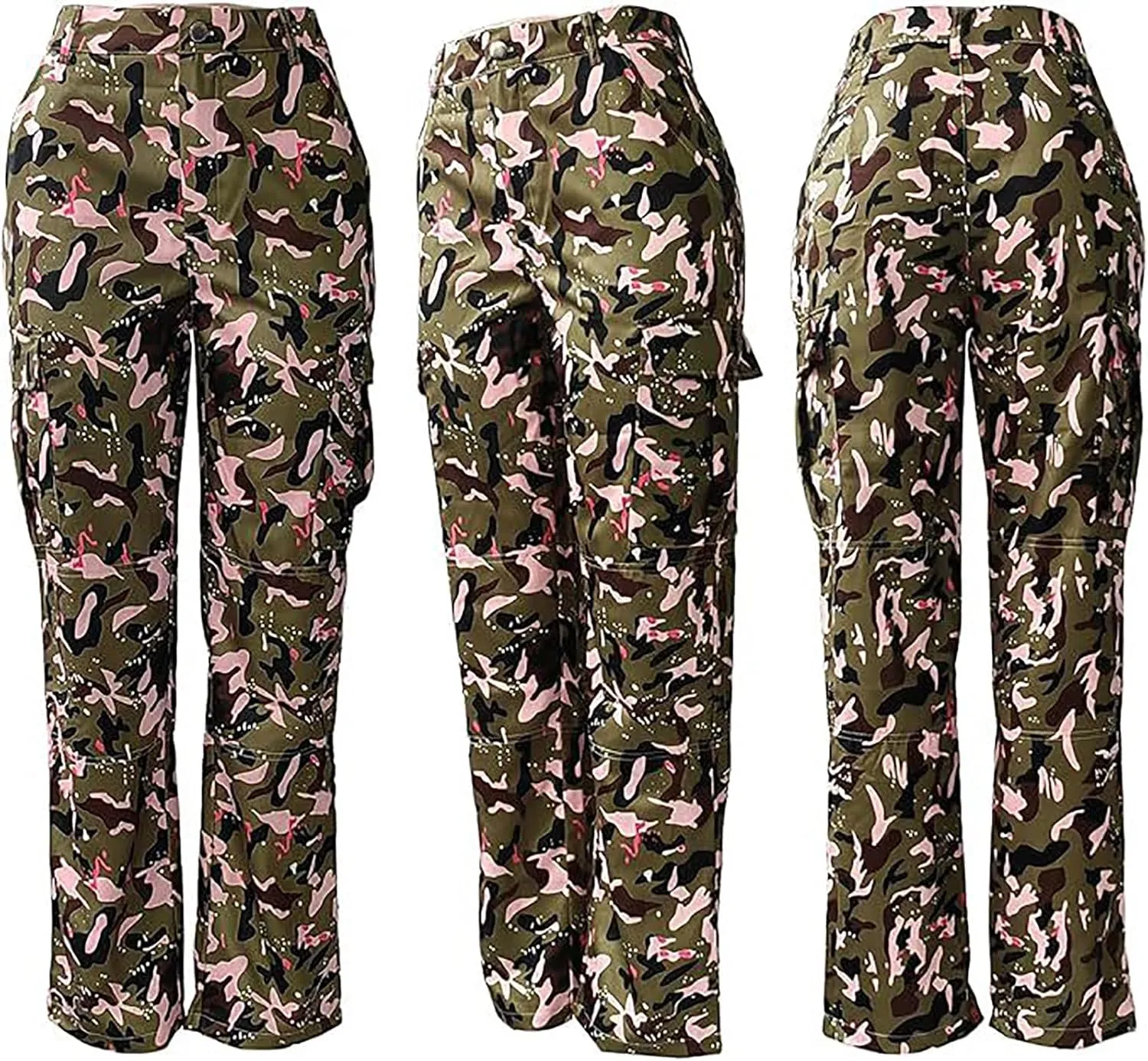 Vakkest Women's Oversized Camo Cargo Pants Jogger Trousers Workout Sweatpants Camouflage Army Fatigue with Pockets