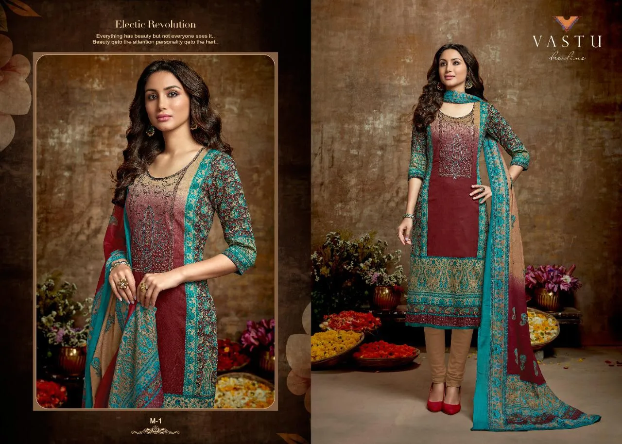 Vastu Tex Malhar Cotton Satin Printed Dress Material