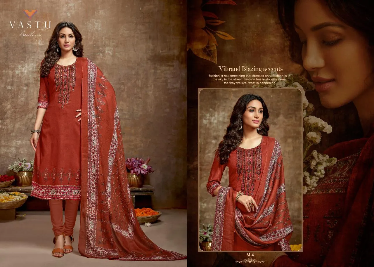 Vastu Tex Malhar Cotton Satin Printed Dress Material