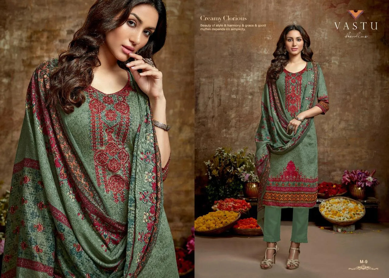 Vastu Tex Malhar Cotton Satin Printed Dress Material