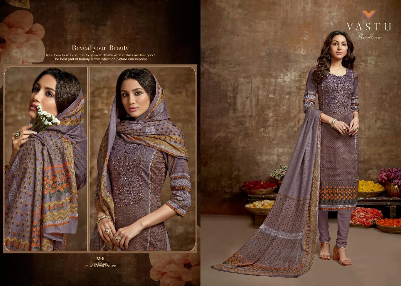 Vastu Tex Malhar Cotton Satin Printed Dress Material