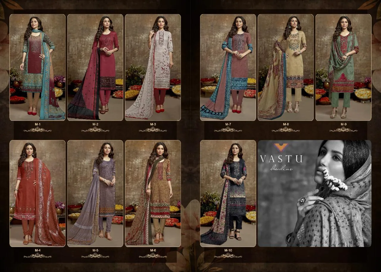 Vastu Tex Malhar Cotton Satin Printed Dress Material