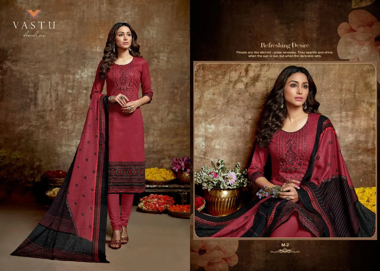 Vastu Tex Malhar Cotton Satin Printed Dress Material