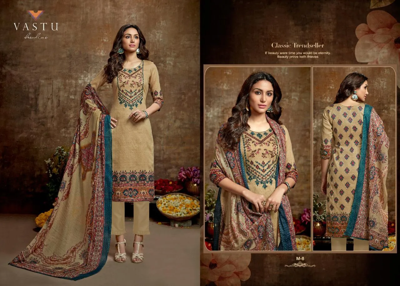 Vastu Tex Malhar Cotton Satin Printed Dress Material