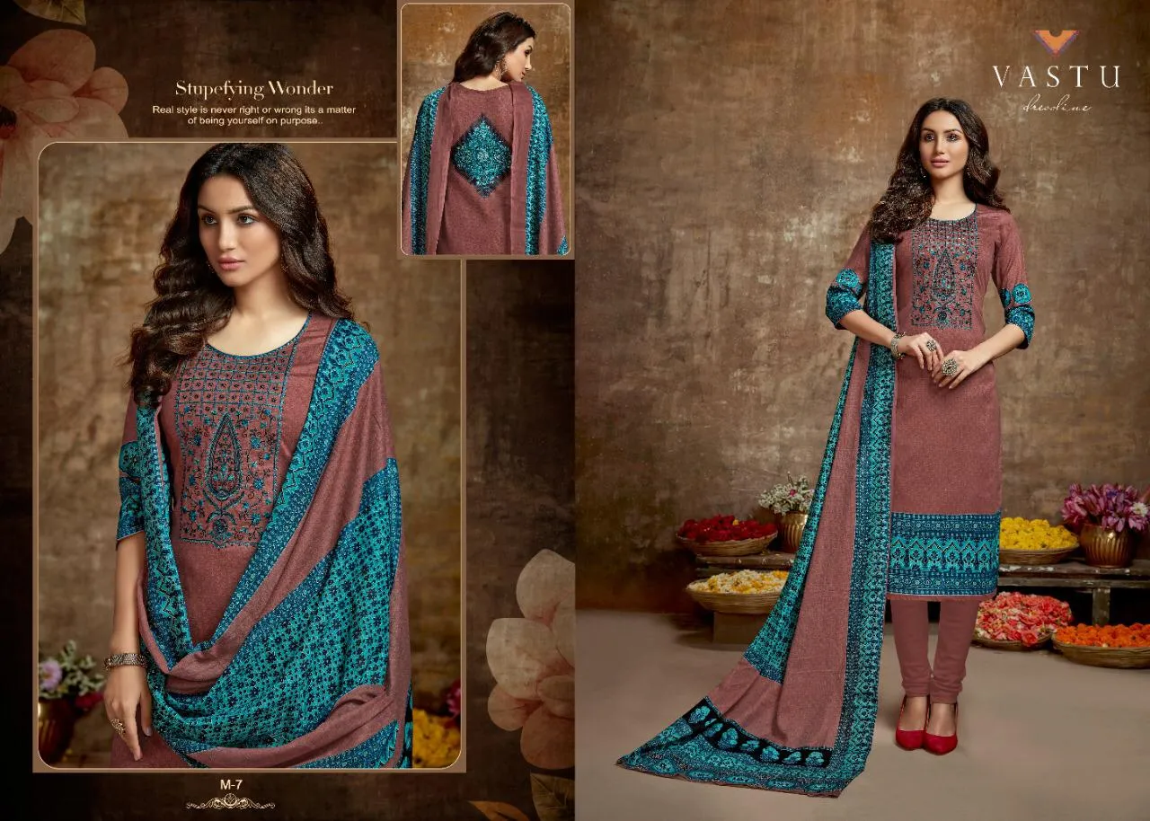 Vastu Tex Malhar Cotton Satin Printed Dress Material
