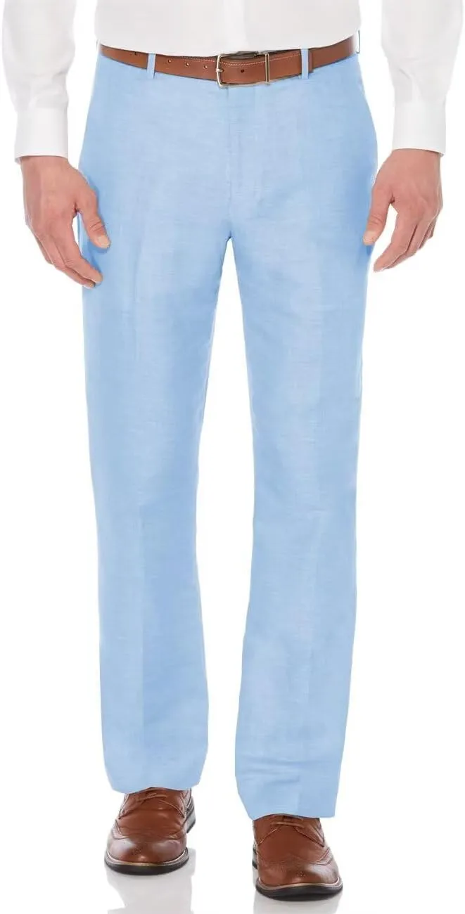 Wangyue Mens Linen Pants Slim Fit Casual Linen Beach Summer Pants for Wedding Casual Lightweight Linen Trousers