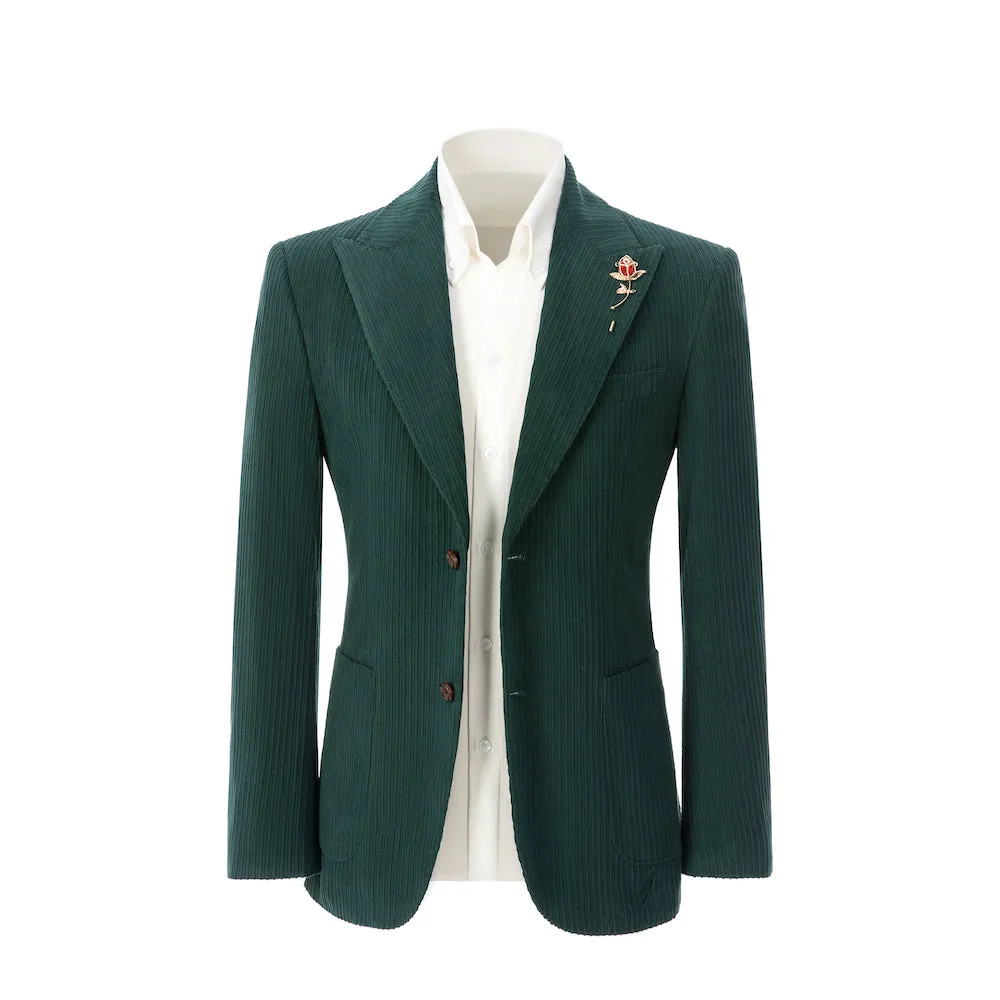 Winter Corduroy Peak Lapel 2 Pieces Men's Suits Jacket Pants 2786