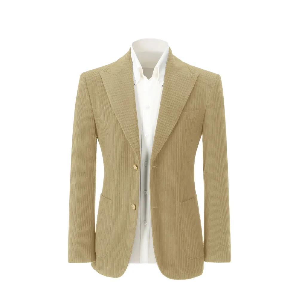 Winter Corduroy Peak Lapel 2 Pieces Men's Suits Jacket Pants 2786