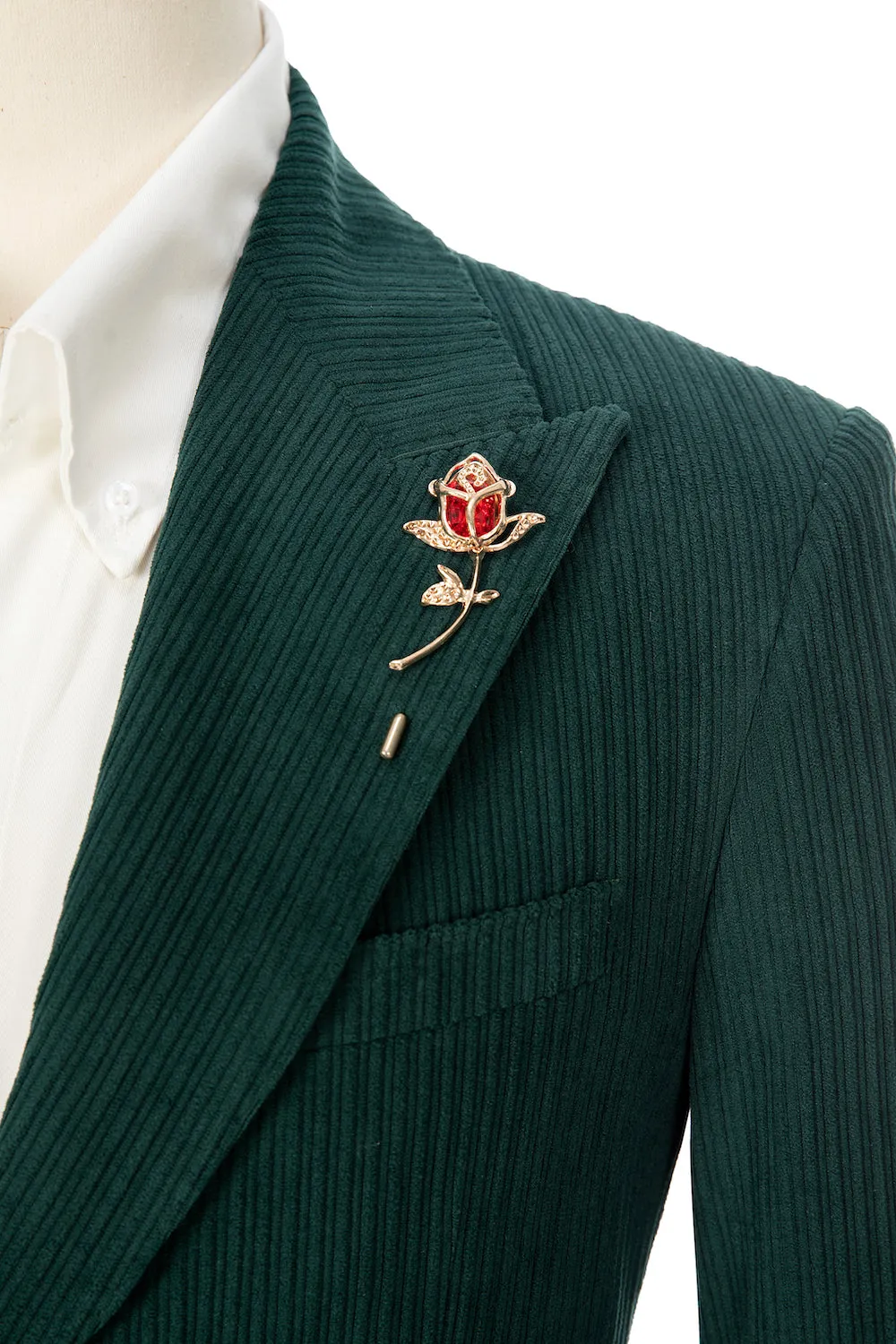 Winter Corduroy Peak Lapel 2 Pieces Men's Suits Jacket Pants 2786