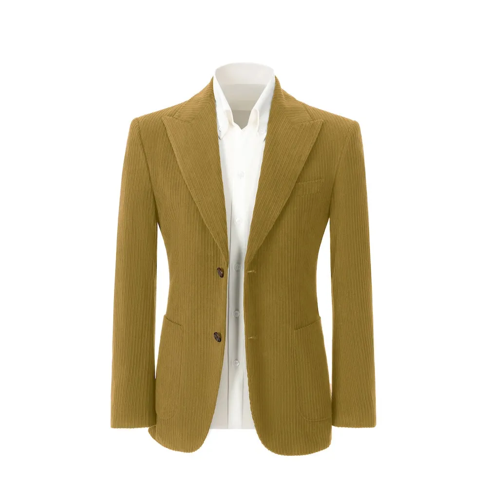 Winter Corduroy Peak Lapel 2 Pieces Men's Suits Jacket Pants 2786