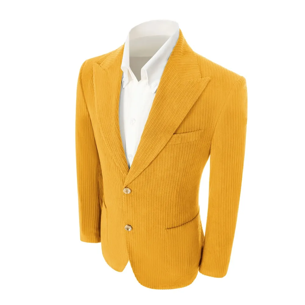 Winter Corduroy Peak Lapel 2 Pieces Men's Suits Jacket Pants 2786