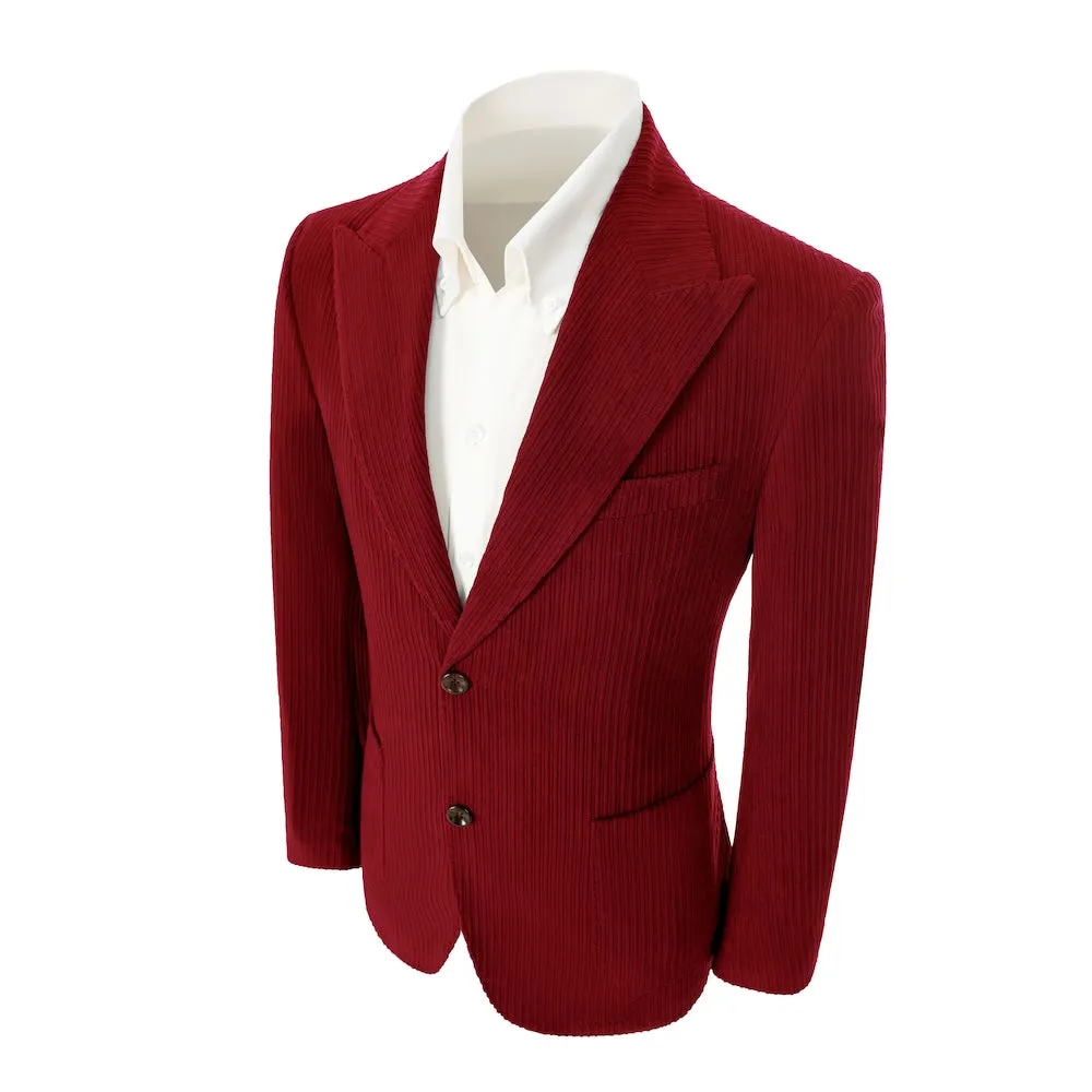 Winter Corduroy Peak Lapel 2 Pieces Men's Suits Jacket Pants 2786