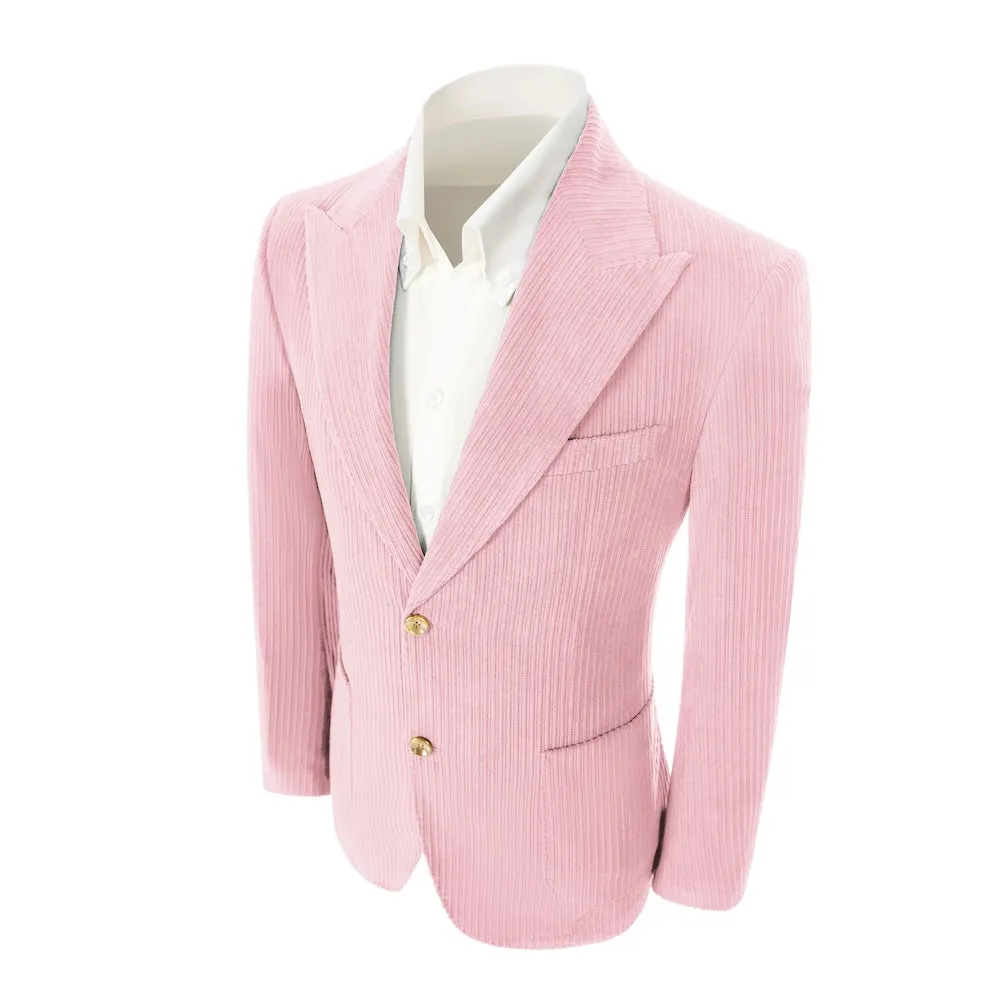 Winter Corduroy Peak Lapel 2 Pieces Men's Suits Jacket Pants 2786