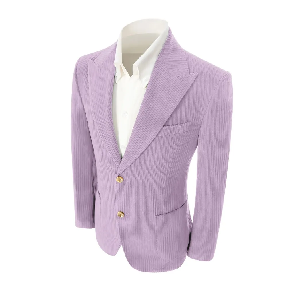 Winter Corduroy Peak Lapel 2 Pieces Men's Suits Jacket Pants 2786