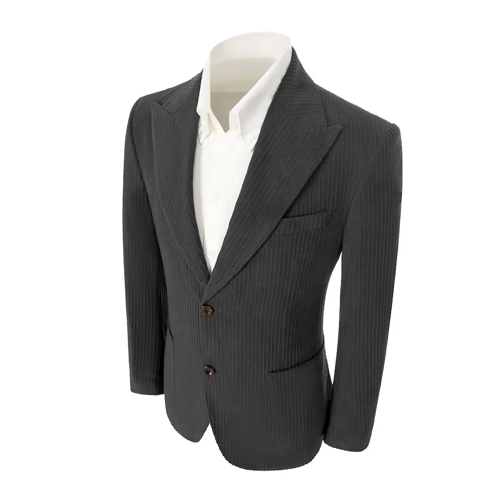 Winter Corduroy Peak Lapel 2 Pieces Men's Suits Jacket Pants 2786