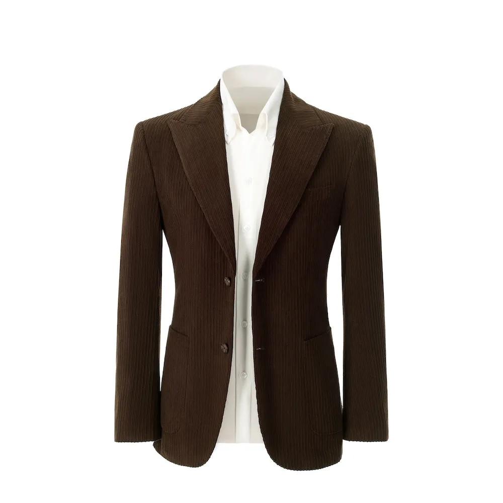 Winter Corduroy Peak Lapel 2 Pieces Men's Suits Jacket Pants 2786