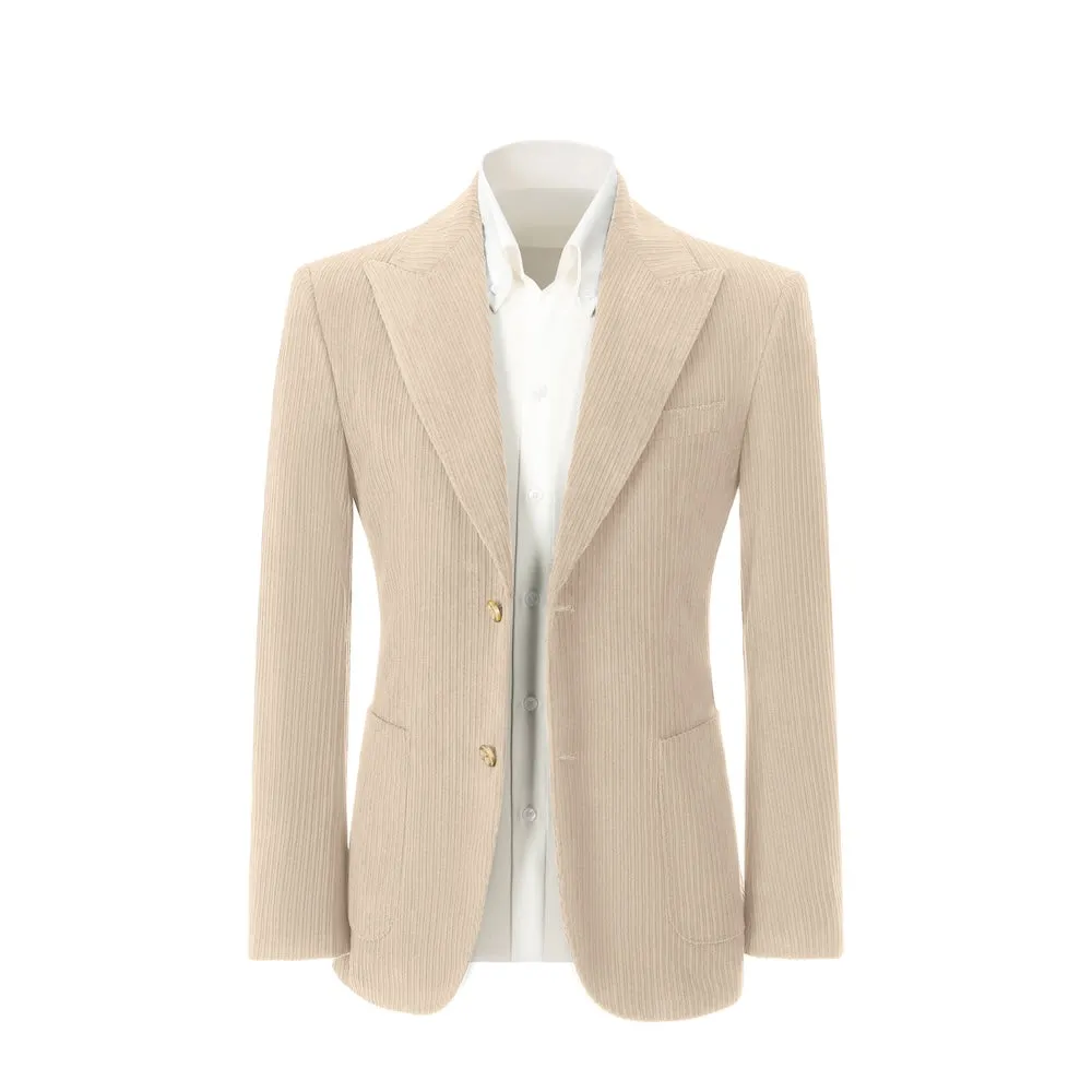 Winter Corduroy Peak Lapel 2 Pieces Men's Suits Jacket Pants 2786