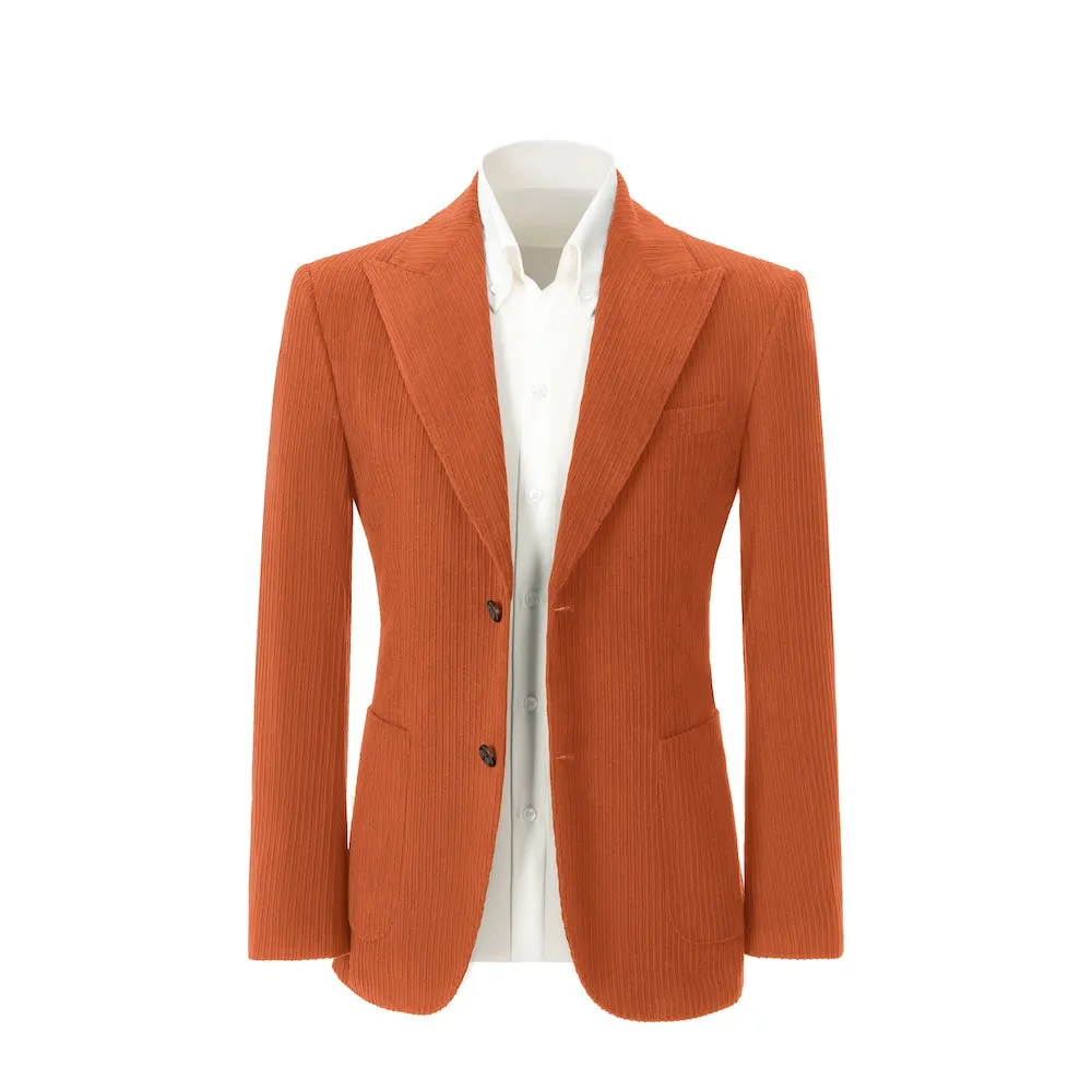 Winter Corduroy Peak Lapel 2 Pieces Men's Suits Jacket Pants 2786