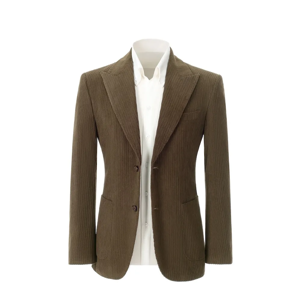 Winter Corduroy Peak Lapel 2 Pieces Men's Suits Jacket Pants 2786