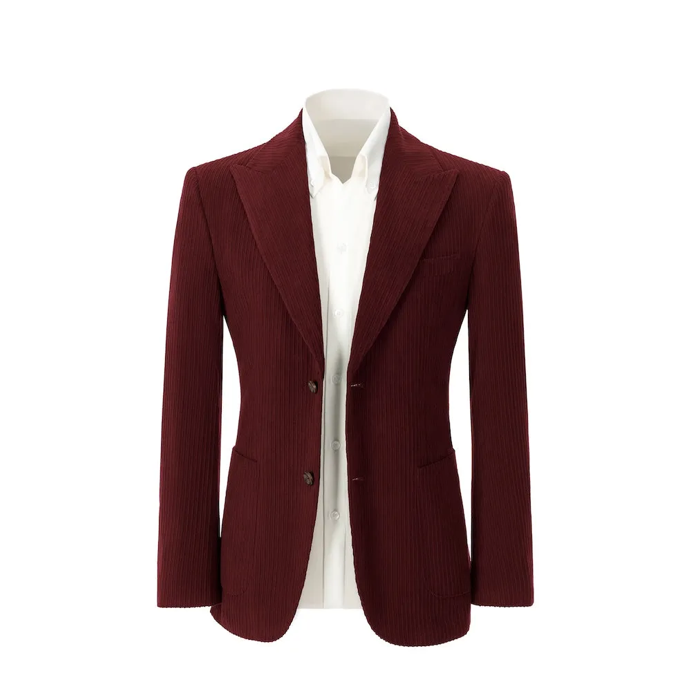 Winter Corduroy Peak Lapel 2 Pieces Men's Suits Jacket Pants 2786