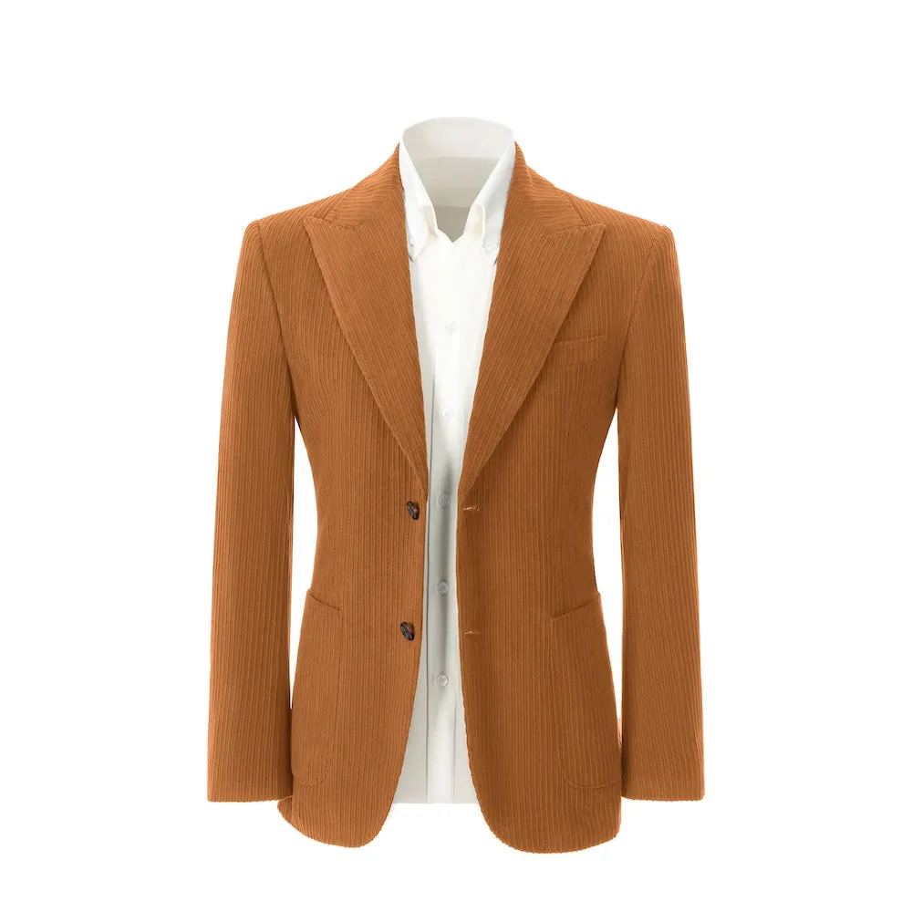 Winter Corduroy Peak Lapel 2 Pieces Men's Suits Jacket Pants 2786