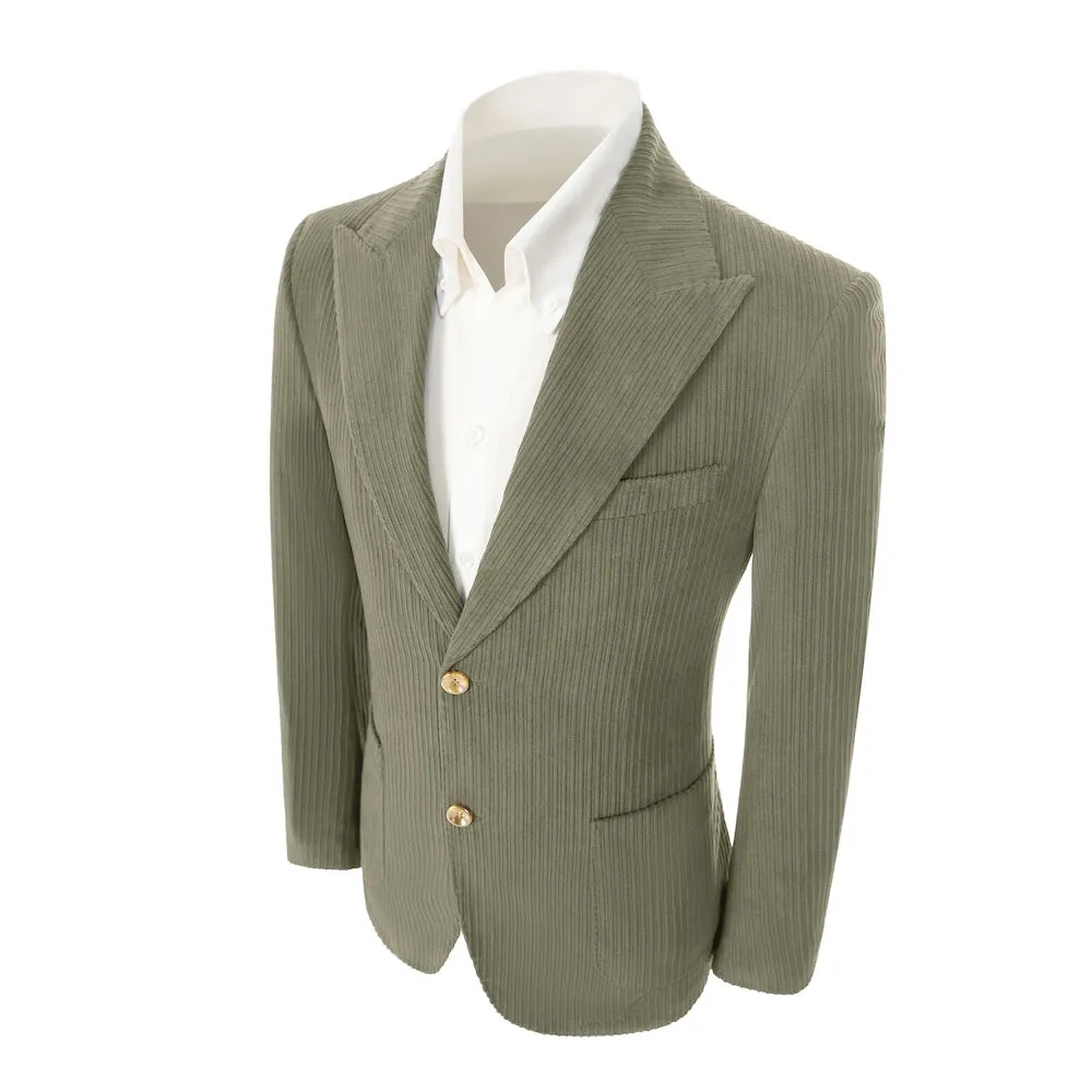 Winter Corduroy Peak Lapel 2 Pieces Men's Suits Jacket Pants 2786