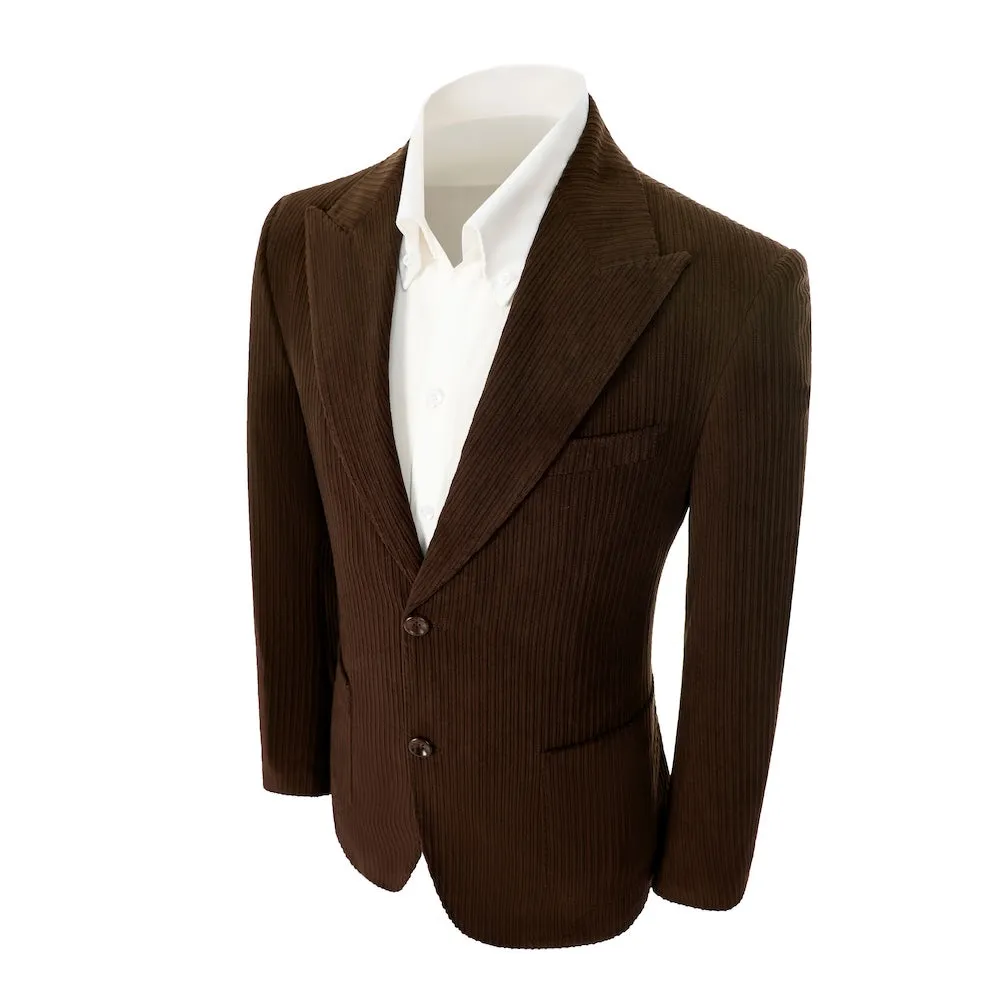 Winter Corduroy Peak Lapel 2 Pieces Men's Suits Jacket Pants 2786