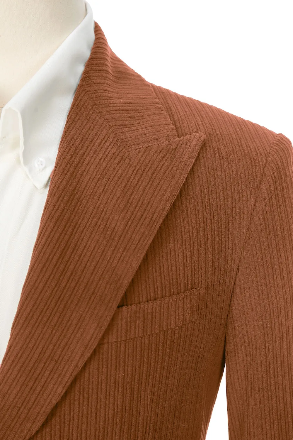 Winter Corduroy Peak Lapel 2 Pieces Men's Suits Jacket Pants 2786